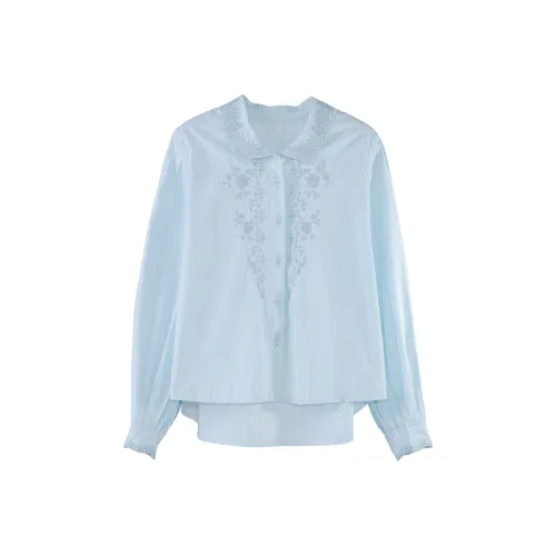 Fstudio Корейский стиль Дизайн Рубашка Женская Синяя