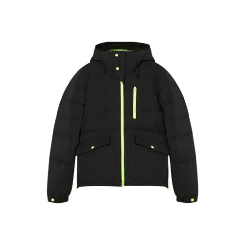 DKNY FW22 Однотонный С капюшоном Свободный крой Утолщенный Короткий Пуховик Женский Черный