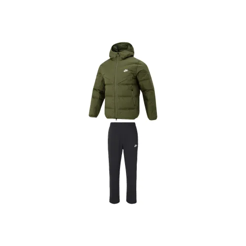 Nike Комплект Зеленый Топ + Черные Штаны Мужские Повседневные Спортивные Одежды