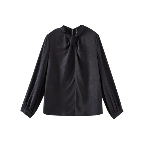 OUNIXUE Шифон Рубашка Женская Черная