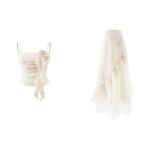 Blovelan Топ на бретелях Женский Закат Желтый