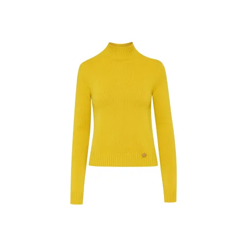 Oscar De La Renta SS24 Кашемир Свитер Женские Горчичный Желтый