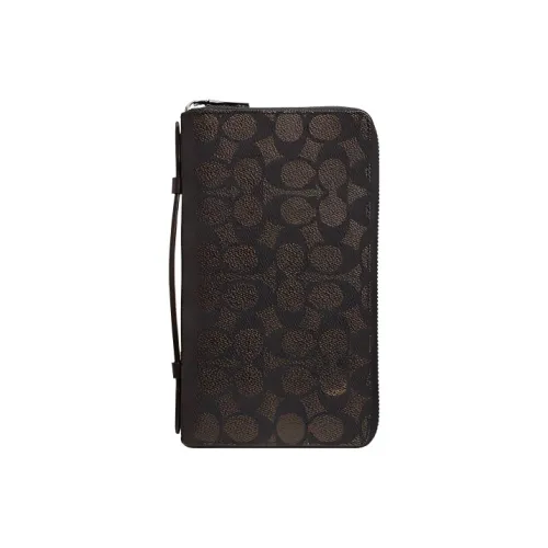 COACH Double Zip Wallet Покрытый холст Клатч Маленький Мужской