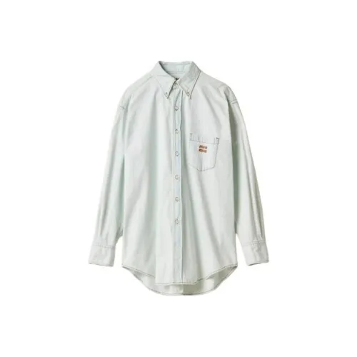 MIU MIU Chambray Denim Shirt Unisex Light Blue