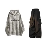 Хаки с капюшоном + черные карго штаны