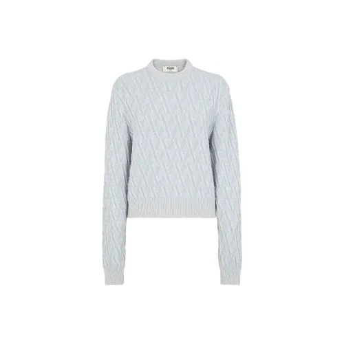 FENDI FW24 Кашемир Свитер Женский Светло-Синий