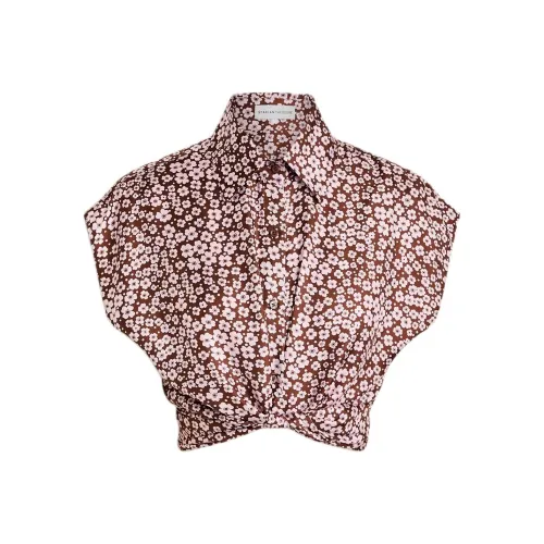 SCANLAN THEODORE SS25 Шелковый Цветочный Галстук Передняя часть Рубашка Женская Розовый Коричневый