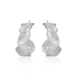 Серебряные маленькие серьги-кольца с следами, 1 пара