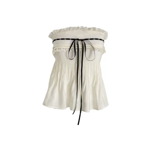 MTHE Без бретелей Топ Женский Белый