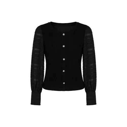 JZ. ANNAKRO Шифон Рубашка Женская Без рисунка Черная