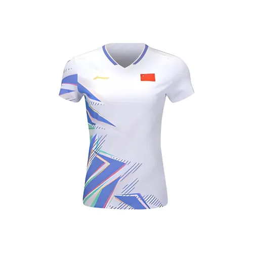LINING Badminton Series T-Shirt Женская Стандартная Белая Неон Звездный Фиолетовый