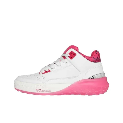 Snoop Dogg x Skechers Sizzle Амортизация MID Топ Кроссовки для тренировок Женские Белые Розовые
