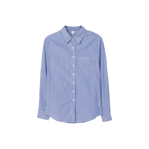 Lucybaily Рубашка Женская Синие Белые Полоски