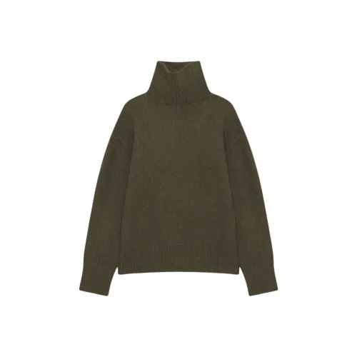ARITZIA Плюшевый кашемировый oversized водолазка кашемировый свитер женский темно-оливковый темно-оливковый