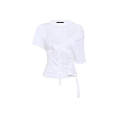 DSQUARED 2 Трикотаж из хлопка с плетением узлом рубашка T женская белая