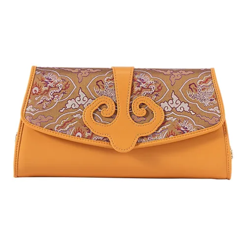 Shanghai Story Клатч из шелка тутового дерева женский солнечно-оранжевый