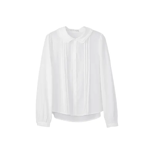 Fstudio Корейский Минималистский стиль Воротник с оборкой Коммутирование Универсальный Длинный рукав Рубашка Женская Белая