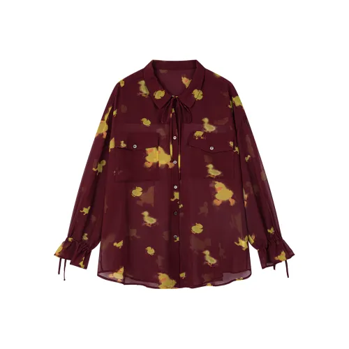 UOOYAA Принт Женские Рубашки