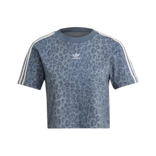 Adidas Originals T-Shirt Женская Многоцветная Синяя Серый