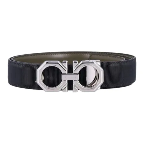 FERRAGAMO Телячья кожа Кожаные ремни Мужской Черный Ширина 3 см