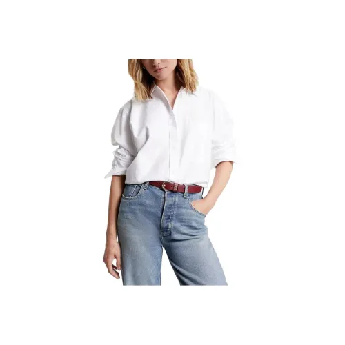 Tommy Hilfiger FW23 OVERSIZED Оксфорд Рубашка Топы Рубашка Женская Белая