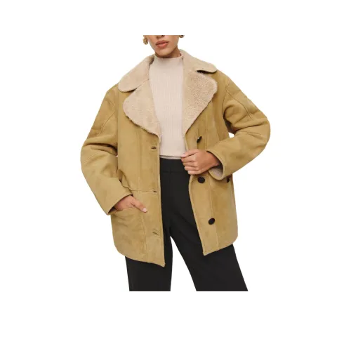 Reformation Veda Luca Замша Куртка Куртки Пальто Женские Сырно-желтый