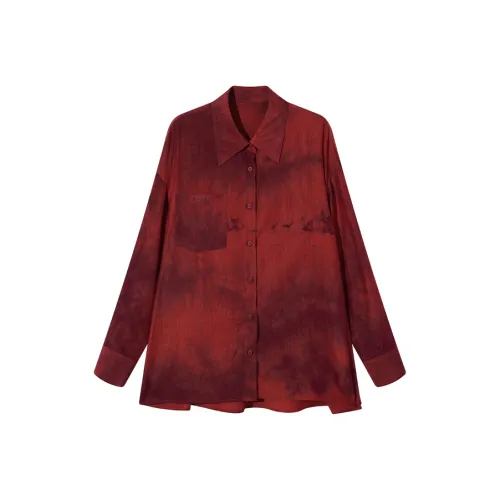 Ouyang Дымчатый Красный Женские Рубашки