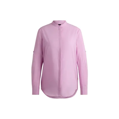 Hugo Boss Обычный крой Блузка в рубашке из шамбре Женская Фиолетовая