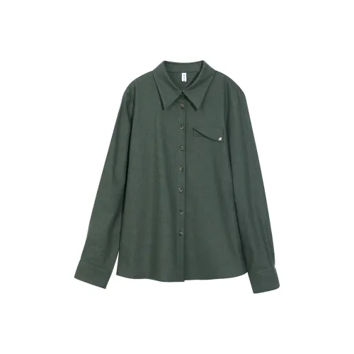 Lucybaily Рубашка Женская Винтаж Зеленая