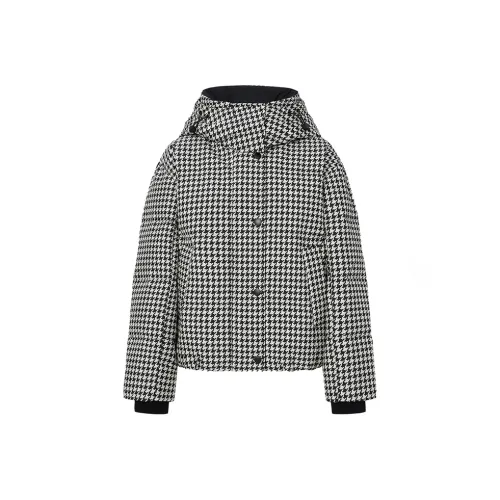 MO&CO Черный и Белый с узором "гусиная лапка" Женские пуховики