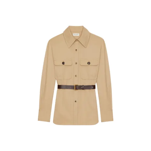 SAINT LAURENT SS24 Рубашка Женская Светлый Умбра