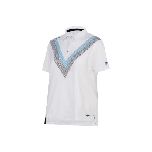 Mizuno Ana Mizuno V Line Поло Женское Белое Темно-синий