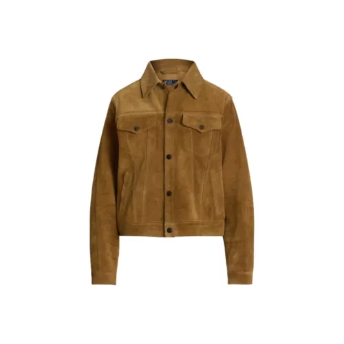 Ralph Lauren Замша Trucker Куртка Куртки Пальто Женские CAMEL