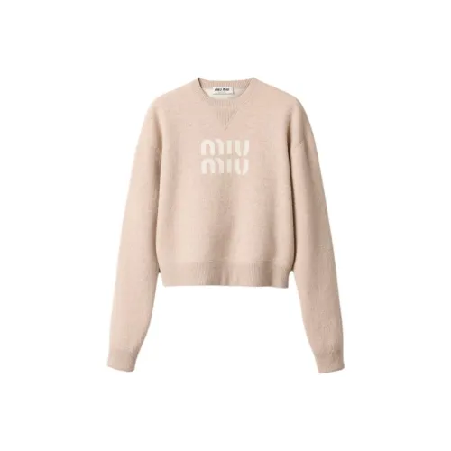 MIU MIU Кашемир Свитер Женский Песочный Бежевый