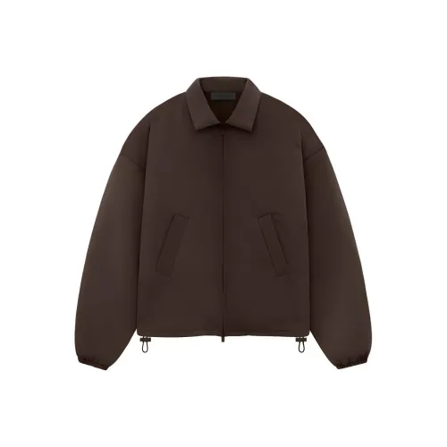 Fear of God Essentials SS24 Женские Нейлоновая Оболочка Бомбер Wood Куртки Пальто Женские Фиби Женнан Коричневый