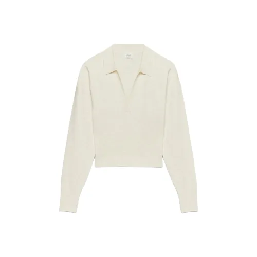 ARITZIA WILFRED Ginny POLO Sweater Polo Women's Heather Light Heather Oatmeal Heather Oat