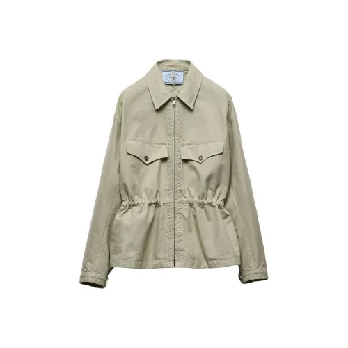 PRADA SS24 Куртки Пальто Женские Светлый Оливковый Зеленый