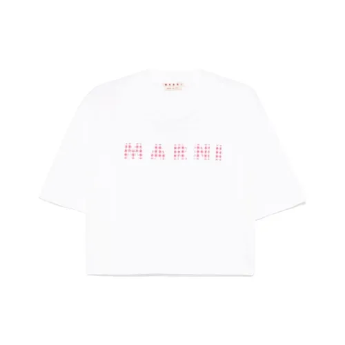 MARNI Т-рубашка с оборванным рукавом женская белая