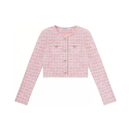 Self Портрет Куртки Пальто Женские Красный и Розовая Клетка