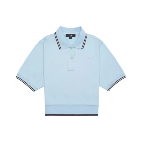 LI NING 1990 Поло Женские Светлый Умбиликал Синий