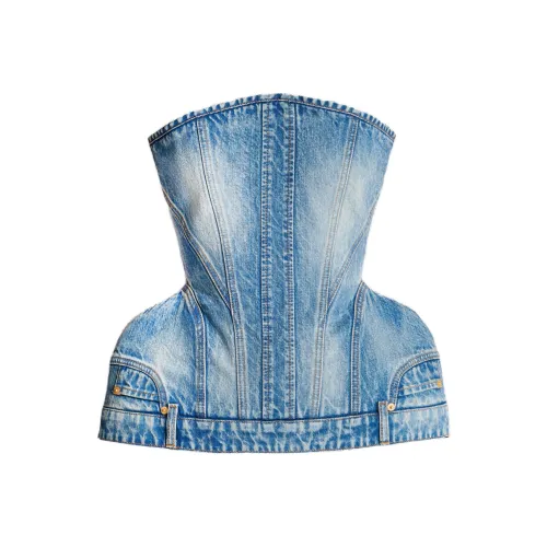 BALMAIN FW24 Без бретелей Топ Женский Синий