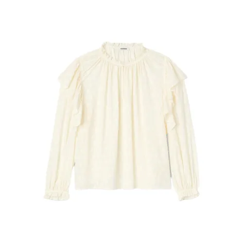 Sandro Рюшированная блузка Женская Бежевая