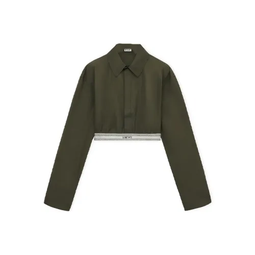 LOEWE FW23 Рубашка Женская Темно-оливково-зеленая