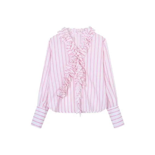 Fish Rabbits Длинный рукав рубашка женский розовый