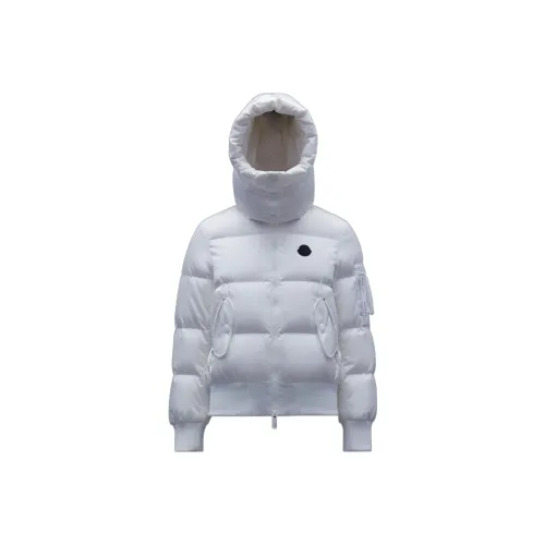 Moncler FW22 Однотонный С капюшоном Облегающий Умеренный Стандартное издание Пуховик Женская Белая