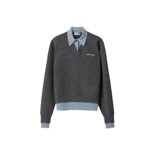 MIU MIU Кашемир Свитер Женский Сланцево-Серый