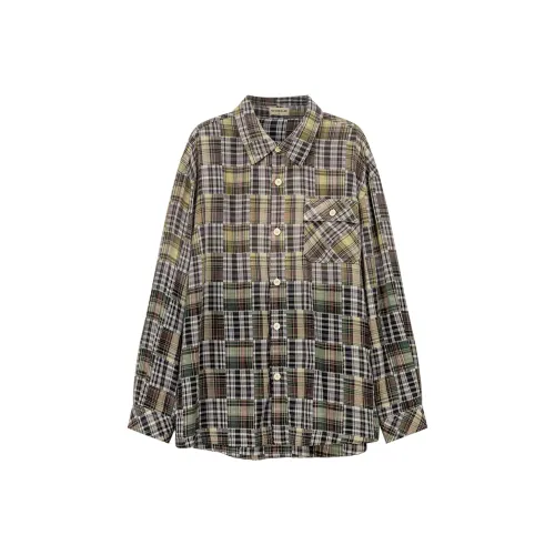 NO ONE ELSE Зеленая клетка Унисекс Рубашки