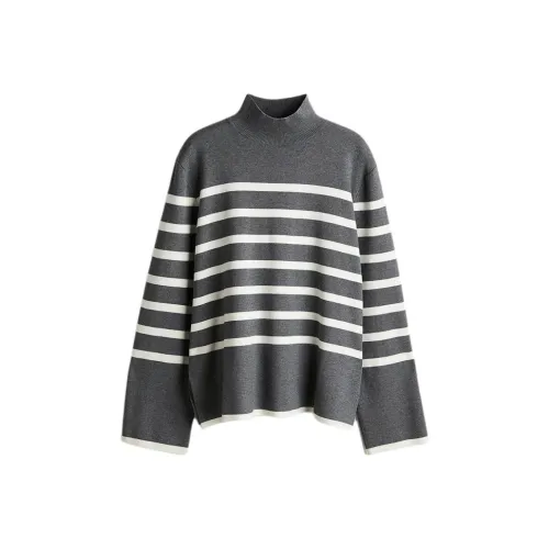 H&M Смешанный Серый Полосы Женский Трикотаж