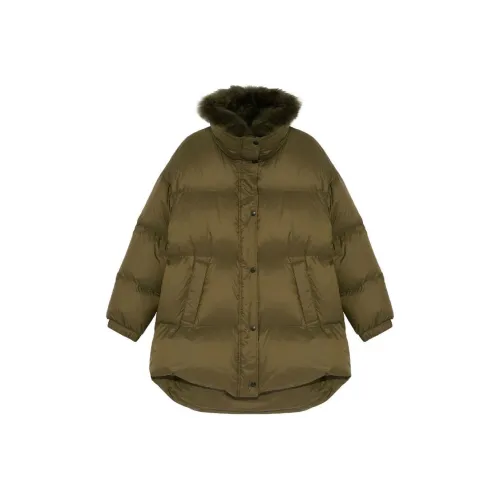 Yves Salomon FW24 Пуховик Женский Оливково-зеленый