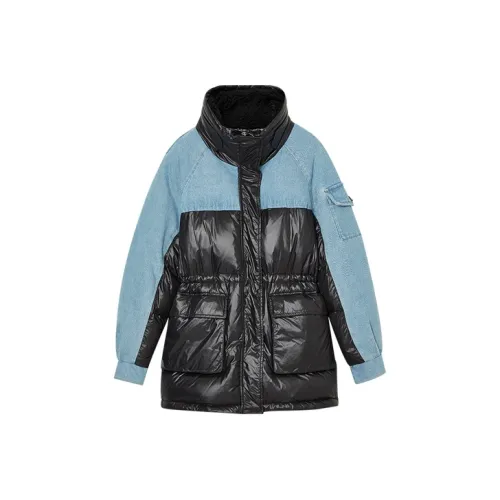 DKNY FW22 Отложной воротник Утолщенный MID Длина Пуховик Женские Черный Цвет